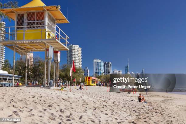 beach at surfers paradise,gold coast,queensland,australia - gold coast australia stock pictures, royalty-free photos & images
