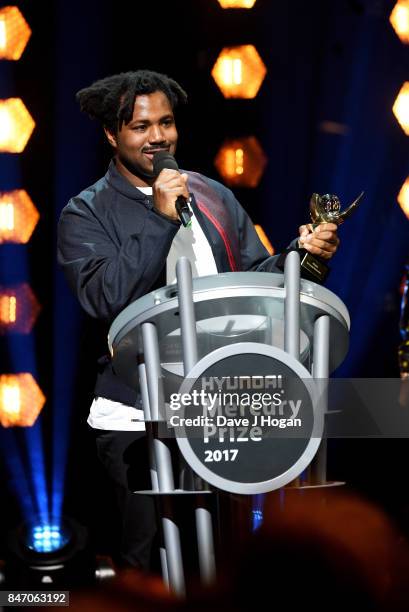 Sampha wins the Hyundai Mercury Prize 2017 at Eventim Apollo on September 14, 2017 in London, England.