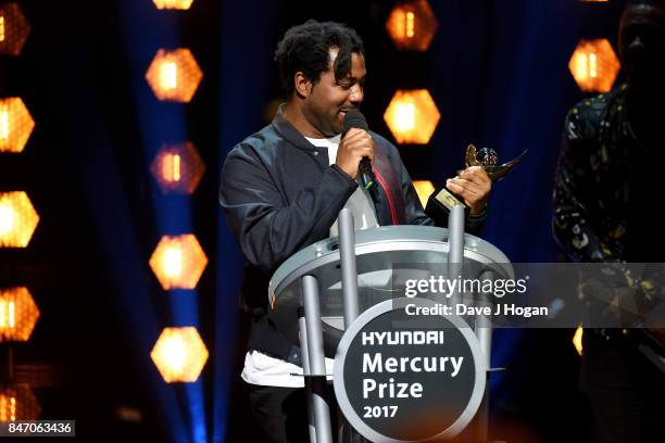 Sampha wins the Hyundai Mercury Prize 2017 at Eventim Apollo on September 14, 2017 in London, England.