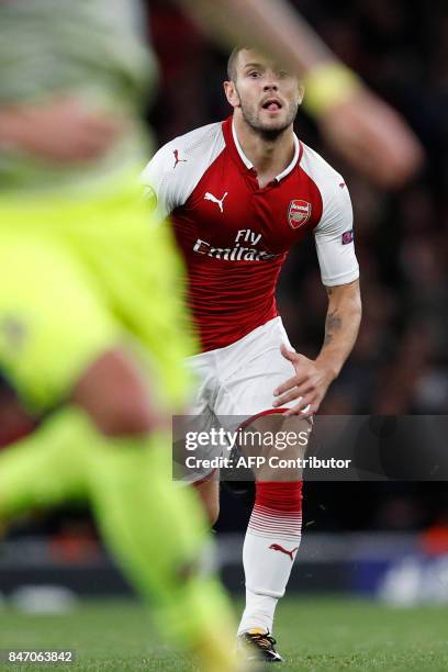 Arsenal's English midfielder Jack Wilshere is pictured during the UEFA Europa League Group H football match between Arsenal and FC Cologne at The...