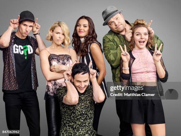 Actors Cory Michael Smith, Erin Richards, Robin Lord Taylor, Jessica Lucas, Drew Powell and Camren Bicondova from 'Gotham' are photographed for...