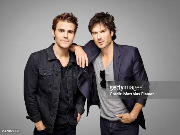 Actors Paul Wesley and Ian Somerhalder from 'The Vampire Diaries' are photographed for Entertainment Weekly Magazine on July 23, 2016 at Comic Con in...