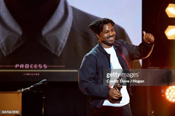 Sampha wins the Hyundai Mercury Prize 2017 at Eventim Apollo on September 14, 2017 in London, England.