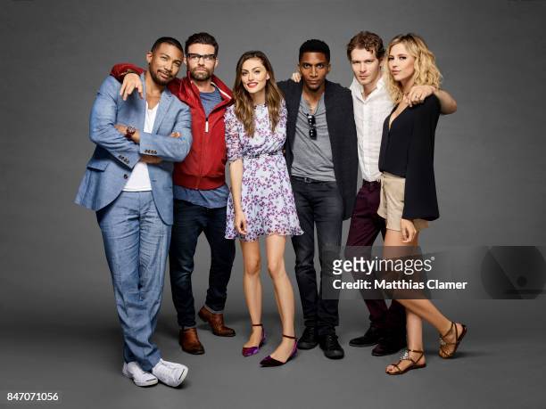 Actors Charles Michael Davis, Daniel Gillies, Phoebe Tonkin, Yusuf Gatewood, Joseph Morgan and Riley Voelkel from 'The Originals' are photographed...