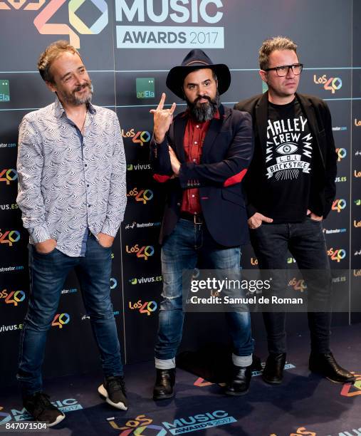 Love of Lesbian attends 40 Principales Awards candidates dinner 2017 on September 14, 2017 in Madrid, Spain.