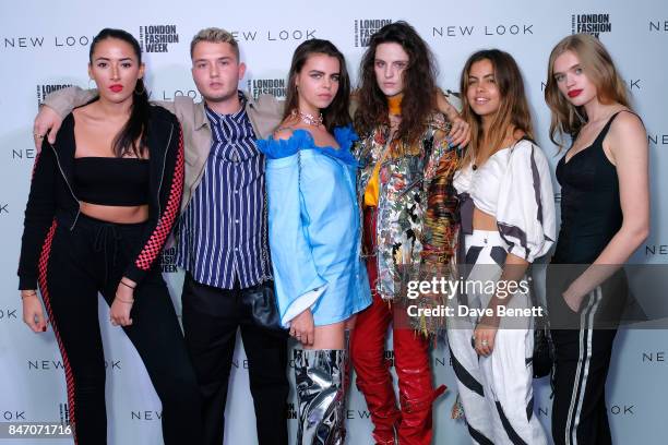 Cora Corre, Rafferty Law, Bee Beardsworth, Daisy Maybe, Mimi Elashiry and Ella Merryweather attend the exclusive New Look and British Fashion Council...
