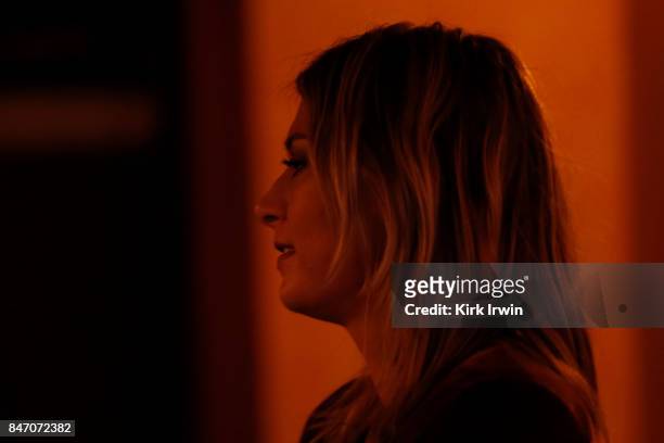 Maria Sharapova waits to be introduced at during the Summit of Greatness on September 14, 2017 in Columbus, Ohio.