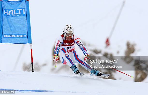 Julien Lizeroux of France takes 2nd Place during the Alpine FIS Ski World Championships Men's Super Combined on February 09, 2009 in Val d'Isere,...