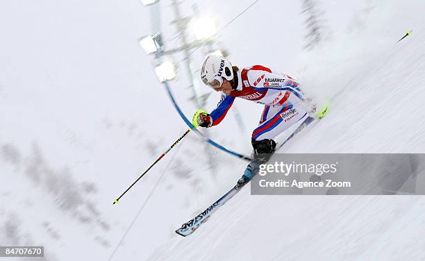 Julien Lizeroux of France takes 2nd Place during the Alpine FIS Ski World Championships Men's Super Combined on February 09, 2009 in Val d'Isere,...