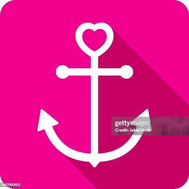 anchor heart icon silhouette - anchor stock illustrations