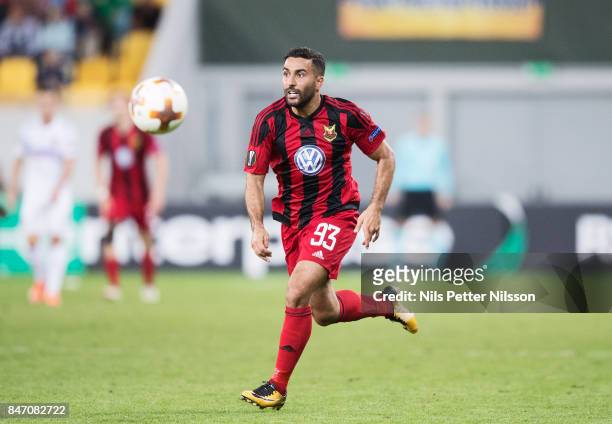 Saman Ghoddos of Ostersunds FK during the UEFA Europa League group J match between Zorya Lugansk and Ostersunds FK at Arena Lviv on September 14,...