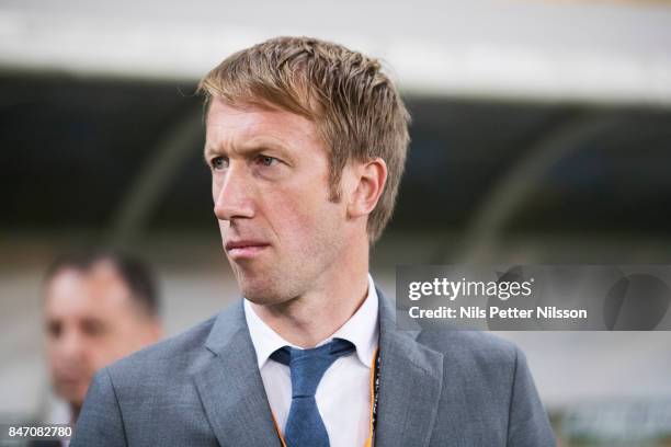 Graham Potter, head coach of Ostersunds FK during the UEFA Europa League group J match between Zorya Lugansk and Ostersunds FK at Arena Lviv on...