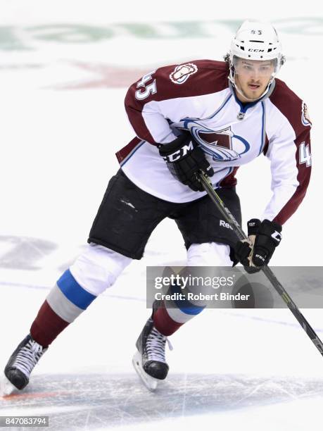 Dennis Everberg of the Colorado Avalanche plays in the game against the Anaheim Ducks at Honda Center on March 20, 2015 in Anaheim, California.