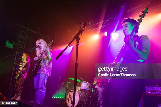 Lydia Lund, Julia Shapiro, Gretchen Grimm and Annie Truscott of Chastity Belt perform at The Garage on September 14, 2017 in London, England.