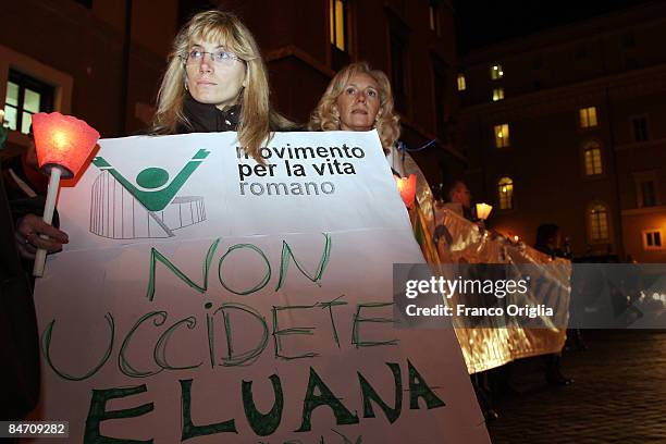 Catholic groups attend a demonstration in front of the Italian Senate in favour of a decree proposed by The Council of Ministers, led by Silvio...