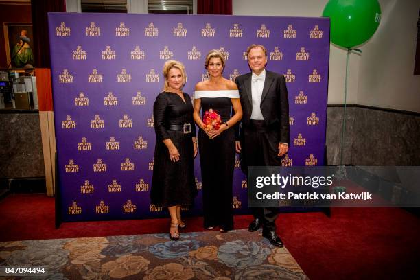 Queen Maxima of The Netherlands with soprano Diana Damrau and conductor Thomas Hengelbrock attends the opening of the new season of the Concertgebouw...