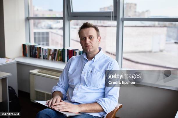 Russian politician Alexey Navalny in his office on April 11, 2017 in Moscow, Russia.