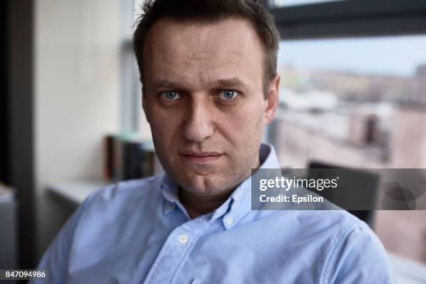 Russian politician Alexey Navalny in his office on April 11, 2017 in Moscow, Russia.