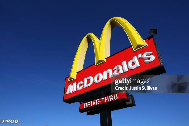 Sign stands outside of a McDonald's restaurant February 9, 2009 in San Francisco, California. Fast food chain restaurant McDonald's reported a 7.1...