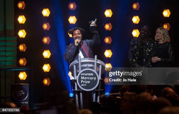 Sampha wins the Hyundai Mercury Prize at Eventim Apollo on September 14, 2017 in London, England.