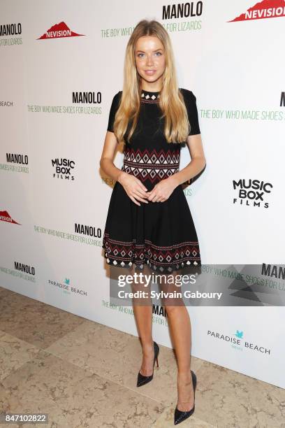 Model Louisa Warwick attends the premiere of "Manolo: The Boy Who Made Shoes for Lizards", hosted by Manolo Blahnik with The Cinema Society on...