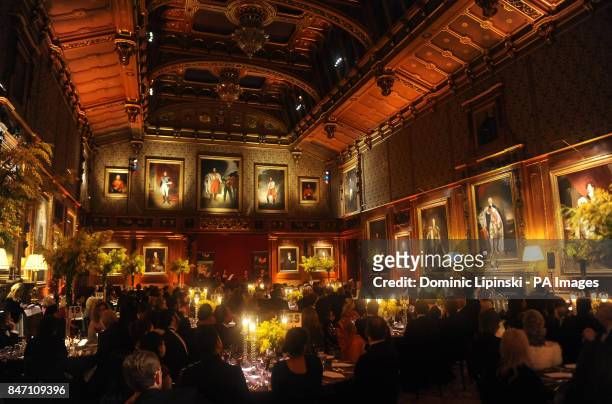 The Prince of Wales speaks in the Waterloo Chamber at a reception and dinner for supporters of the British Asian Trust, at Windsor Castle, in...