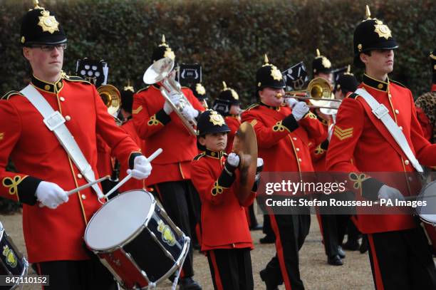 The Royal British Legion Youth Band march through Horse guards Parade in London today to mark the launch of Baroness Helen Newlove's Building Safe,...