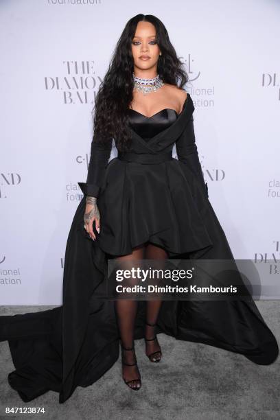 Rihanna attends Rihanna's 3rd Annual Diamond Ball Benefitting The Clara Lionel Foundation at Cipriani Wall Street on September 14, 2017 in New York...