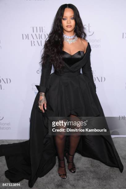 Rihanna attends Rihanna's 3rd Annual Diamond Ball Benefitting The Clara Lionel Foundation at Cipriani Wall Street on September 14, 2017 in New York...
