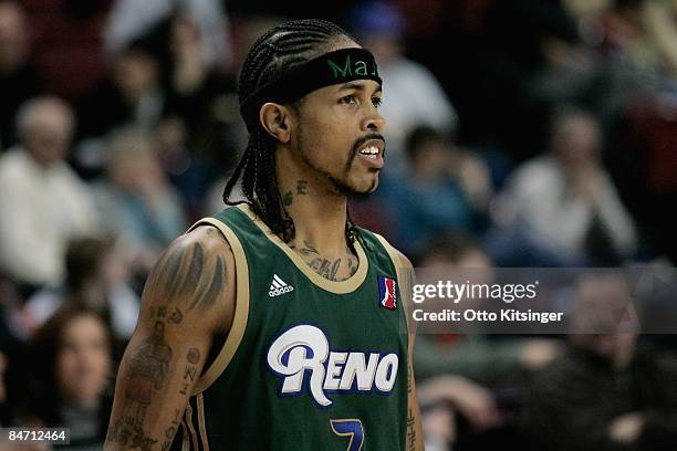 Majic Dorsey of the Reno Bighorns looks on during the D-League game against the Idaho Stampede on January 15, 2009 at Qwest Arena in Boise, Idaho....