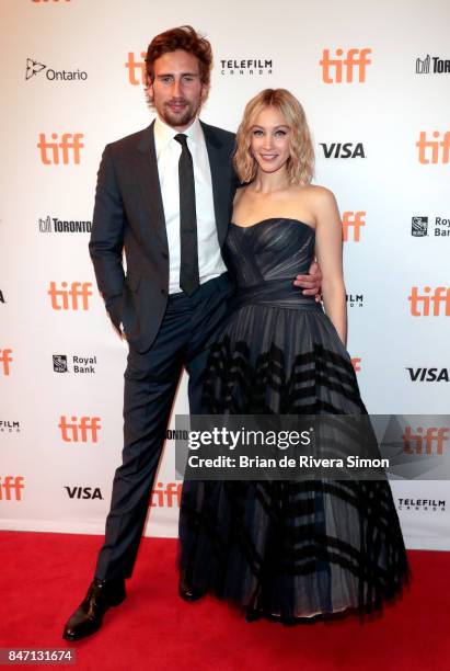 Edward Holcroft and Sarah Gadon attend the 'Alias Grace' premiere during the 2017 Toronto International Film Festival at Winter Garden Theatre on...