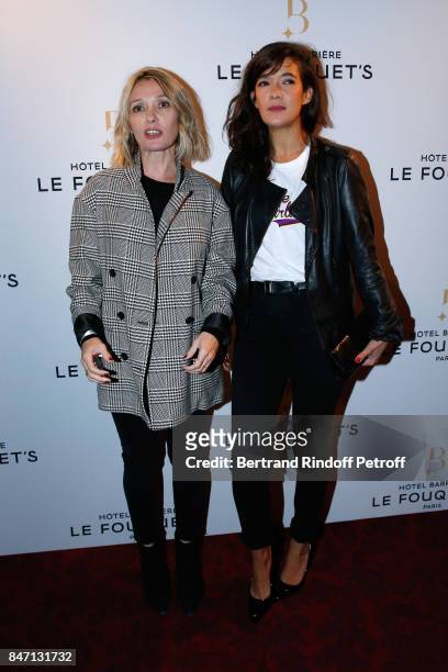 Actresses Anne Marivin and Melanie Doutey attend the Reopening of the Hotel Barriere Le Fouquet's Paris, decorated by Jacques Garcia, at Hotel...