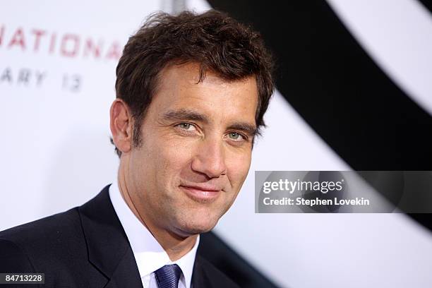 Actor Clive Owen attends the Cinema Society and Angel by Thierry Mugler screening of "The International" at AMC Lincoln Square on February 9, 2009 in...