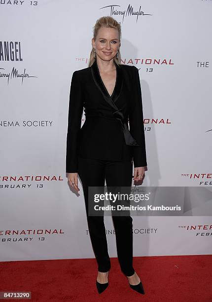 Naomi Watts attends the Cinema Society and Angel by Thierry Mugler screening of "The International" at AMC Lincoln Square on February 9, 2009 in New...