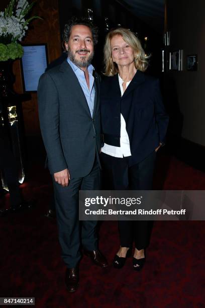 Actors Guillaume Gallienne and Nicole Garcia attend the Reopening of the Hotel Barriere Le Fouquet's Paris, decorated by Jacques Garcia, at Hotel...