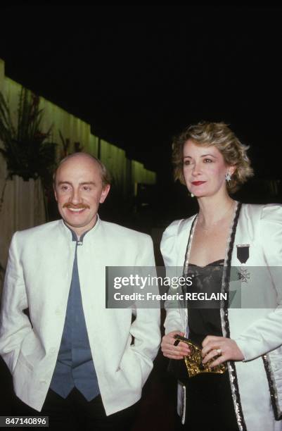 Michel Blanc et Dominique Lavanant a la premiere de 'Panache' au Lido le 14 mars 1985 a Paris, France.