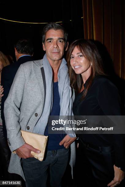 Xavier de Moulins and Albane Cleret attend the Reopening of the Hotel Barriere Le Fouquet's Paris, decorated by Jacques Garcia, at Hotel Barriere Le...