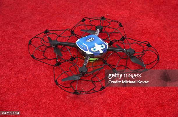 Intel Shooting Star Drone on display at the Warner Bros. Home Entertainment and Intel presentation of "Wonder Woman in the Sky" at Dodger Stadium on...