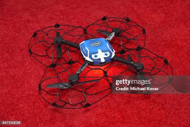 Intel Shooting Star Drone on display at the Warner Bros. Home Entertainment and Intel presentation of "Wonder Woman in the Sky" at Dodger Stadium on...