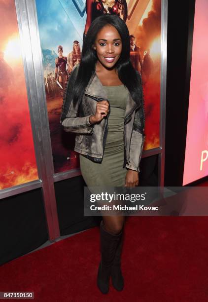 Personality Jasmine Goode attends the Warner Bros. Home Entertainment and Intel presentation of "Wonder Woman in the Sky" at Dodger Stadium on...