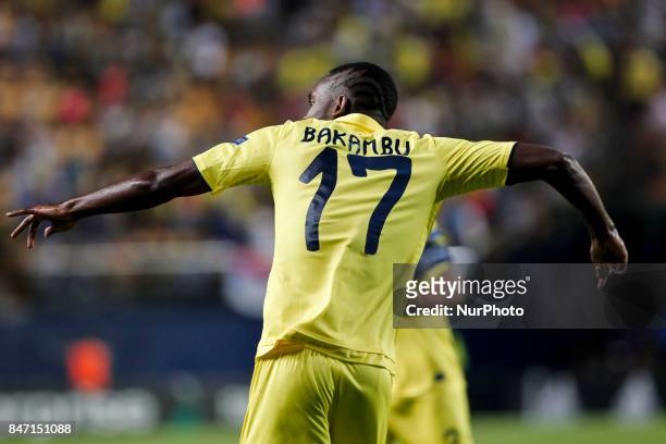 Cedric Bakambu of Villarreal CF celebrate after scoring the 2-1 goal during the UEFA Europa League Group A football match between Villarreal CF vs FC...