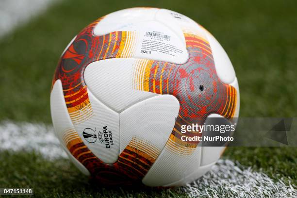 Official ball of Europa League during the UEFA Europa League Group A football match between Villarreal CF vs FC Astana at La Ceramica stadium in...