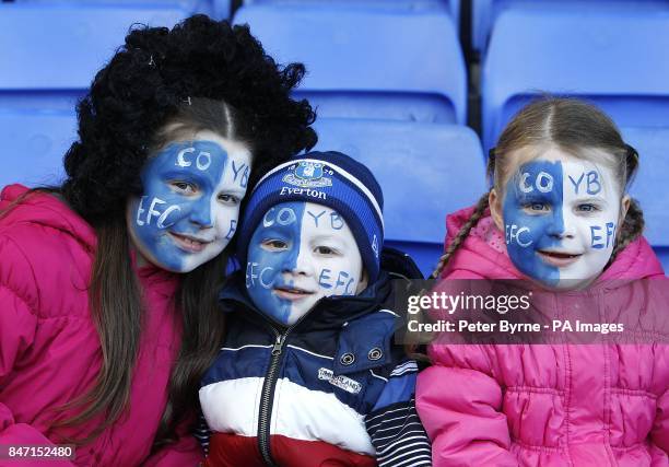 Young Everton fans in the stands