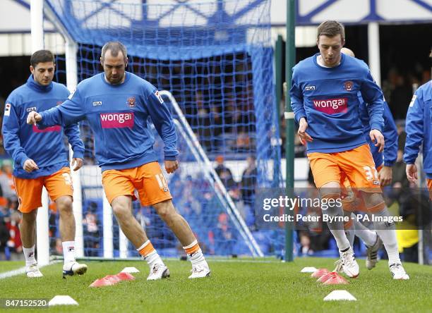 Blackpool's Gary Taylor-Fletcher and Danny Wilson warm up