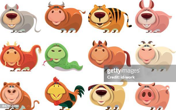 chinese zodiac animals - year of the pig stock illustrations