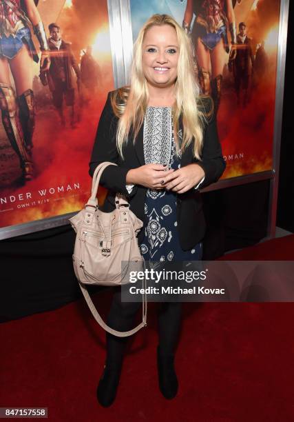 Actor Lucy Davis attends the Warner Bros. Home Entertainment and Intel presentation of "Wonder Woman in the Sky" at Dodger Stadium on September 14,...