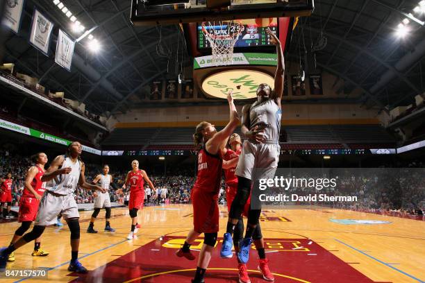 Sylvia Fowles of the Minnesota Lynx shoots a lay up during the game against the Washington Mystics in Game Two of the Semifinals during the 2017 WNBA...