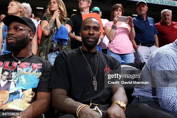 Shabazz Muhammad of the Minnesota Timberwolves is seen at the game between the Minnesota Lynx and the Washington Mystics in Game Two of the...