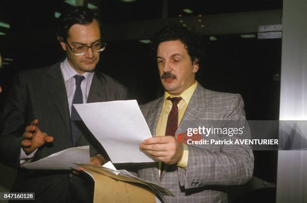 Jean-Louis Bianco, left, General Secretary of French Presidency of the Republic, with Jean-Christophe Mitterrand, advisor to his father on African...