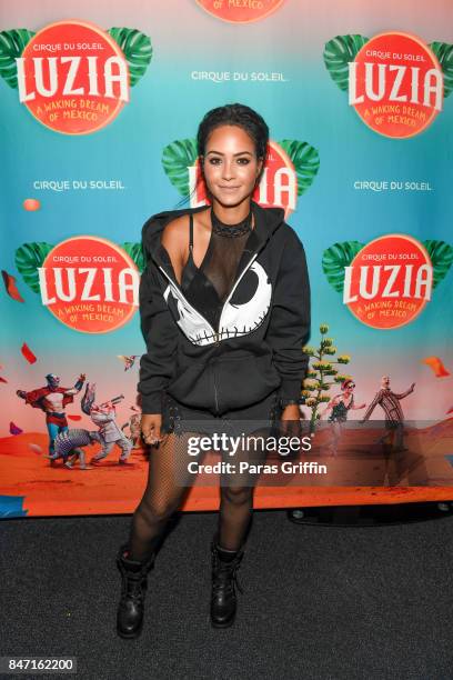 Actress Tristin Mays attends Atlanta Premiere of Cirque du Soleil's "LUZIA - A Waking Dream of Mexico" at Big Top at Atlantic Station on September...